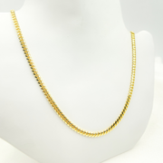 14K Solid Yellow Gold Flat Curb Link Necklace
